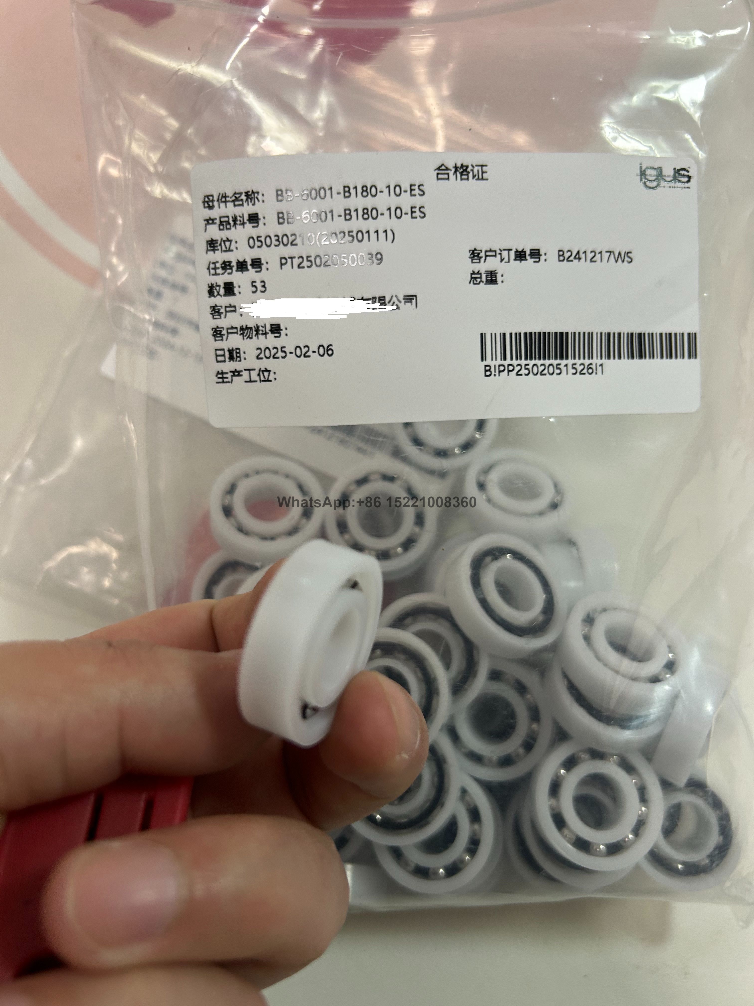 BB-6001-B180-10-ES IGUS Bearing: Ball; Øint: 12mm; Øout: 28mm; W: 8mm; Cage: Polyamide