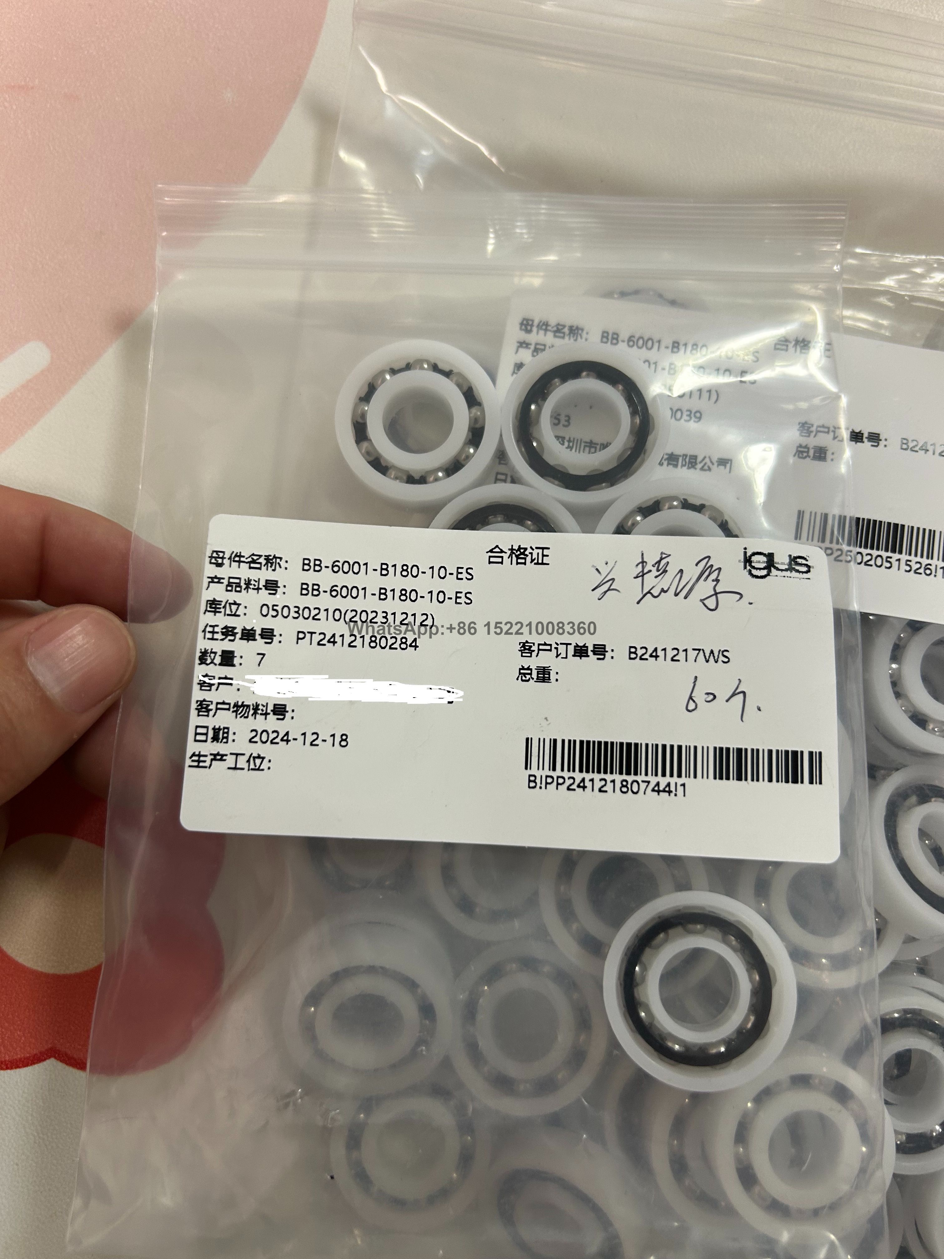 BB-6001-B180-10-ES IGUS Bearing: Ball; Øint: 12mm; Øout: 28mm; W: 8mm; Cage: Polyamide