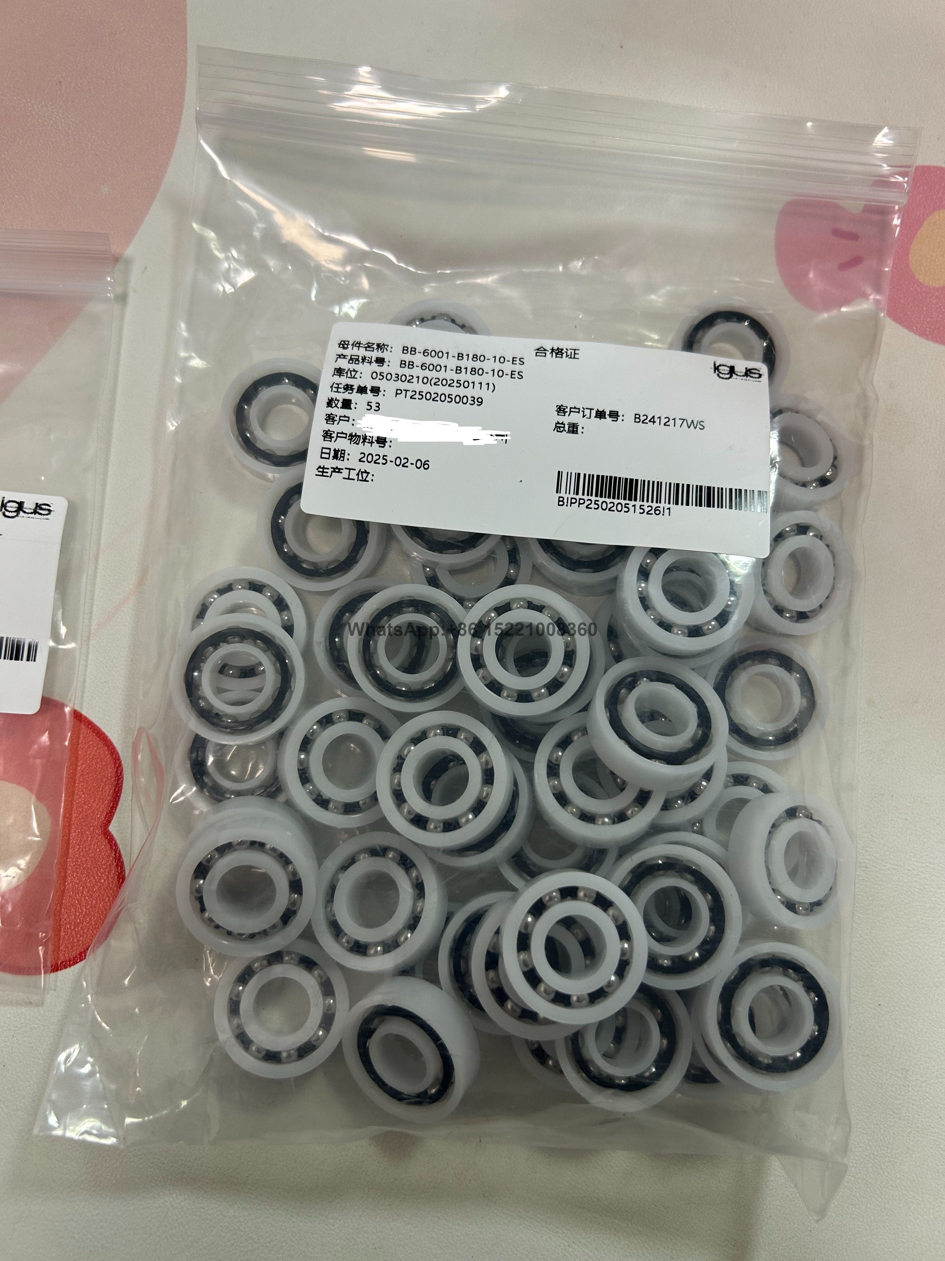 BB-6001-B180-10-ES IGUS Bearing: Ball; Øint: 12mm; Øout: 28mm; W: 8mm; Cage: Polyamide
